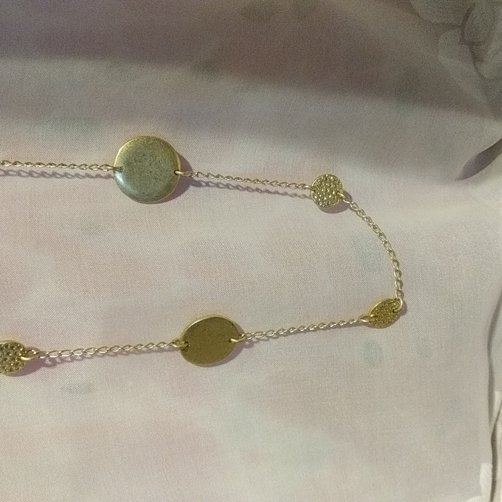 Necklace Long Gold Metal Chain Circle Coin Embellishment
